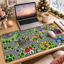 1pc Kids City Road Map Desk Mat, Colorful Town Traffic Play Mat Print Large Table Mat, Non Slip Desktop Protector For Study Room - View 9