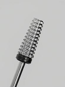 1/3pcs Professional Tungsten Carbide Cone Nail Drill Bit, 3/32" Shank (2.35mm), XC Extra Coarse Straight Flute Cutter For Acrylic Gel Polish & Extension Removal - Multicolor - View 2