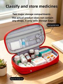 1pc Family Large-Capacity Medical Storage Bag With Tiered Large Openings For Portable Medicine Cabinet, Home Emergency First Aid Kits,The Actual Product Does Not Contain Any , It Only Sells Storage Bags - Multicolor - View 7