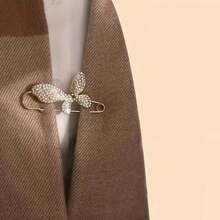 1Pc/2/3/5/7Pcs Shiny Butterfly Rhinestone Faux Pearl Minimalist Brooch Pin, Cardigan Headscarf Scarf Decoration, Women's Suit Accessory, Random Style - Multicolor - View 4