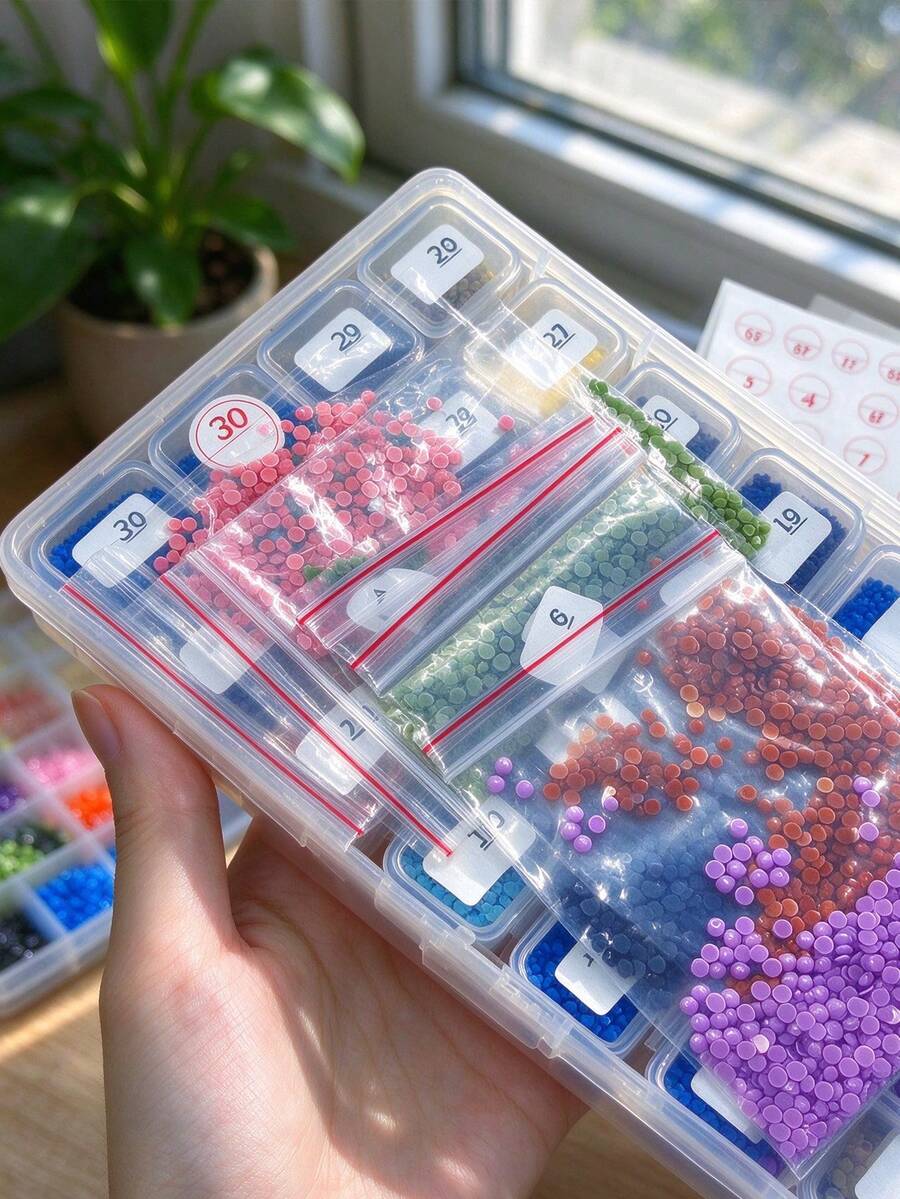 5pcs Self-Adhesive Classification Labels, Numbered/Blank Options, Long-Lasting Adhesion, Firmly Attached Without Curling, No Residue When Removed, No Stains Left, Suitable For Yarn, Embroidery Thread, Beads, Sewing Supplies And Other Handmade Craft Supplies Storage Labeling - 5 Self-adhesive Sheets - View 1