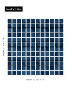 10"X10" Waterproof Textured Vinyl DIY Wallpaper, Self-Adhesive Kitchen Backsplash Tile, Home Decor Small Square Tiles, Nordic Blue Gradient Mosaic Tile Sticker - Blue - View 3