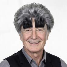 Men's Grey Short Wavy Synthetic Wig For Old Man Cosplay Halloween Costume Daily Wear Stage Performance Photo Shooting And Role Play, Glasses & Eyebrow Props Optional - Grey - View 3