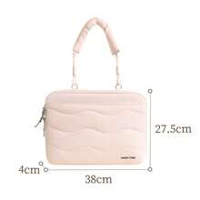 Quilted Laptop Bag With Padded Shoulder Strap Zipper Briefcase Sleeve For Women - View 6