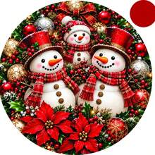 Guirlanda de Natal MDF 25cm Placa Decorativa Enfeite para Porta Casa Apartamento - Bonecos de Neve - Visão 3