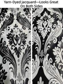 1pc Black-Grey Cationic Home Decor Curtain, Suitable For Bedroom, Living Room, Dining Room And Other Rooms, Blackout And Thermal Insulation - Dark Grey - View 6