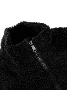 Girls' & Teens' Fashion Casual Versatile Autumn/Winter All-Match Lamb Fleece Jacket - Black - View 7