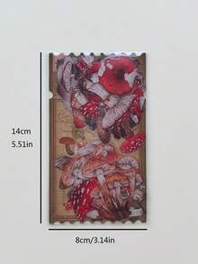 1 gói 40 miếng nhãn dán PET họa tiết nấm đỏ vintage dễ thương, vật liệu trang trí scrapbook - Một cỡ - Xem 6