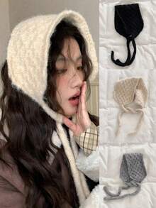 Ins-Style Solid Color Pineapple Pattern Knitted Wool Warm Ear Protection Headband Hat Woolen Ear Covers Versatile Autumn And Winter Ear Muffs - Multicolor - View 1
