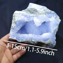 1pc Druzy Blue Lace Agate Cluster/Genuine Mineral Raw Specimen With Geometric Patterns/Unique Mineral Structure - Blue - View 4