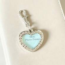 1-3pcs Fashion Creative Romantic Rhinestone Heart-Shaped Openable Photo Keychain, Zinc Alloy Couple Love Expression Heart Key Chain, Holiday Party Gift For Women, Daily Versatile Bag & Clothing Pendant - Pink - View 14