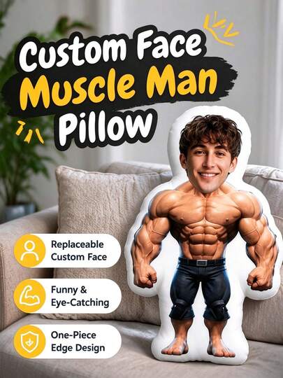 1pc DIY Customized Personalized Photo Pillow Cushion, Sofa Bedroom Home Decor, Holiday Couple Pet Memorial, Father's Day Mother's Day Halloween Valentine's Day Thanksgiving Easter April Fool's Day Unique Fun Toy Gift, Birthday Gift, Kidult