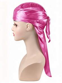 Satin Durag For Men, Silky Smooth Long Tail Do Rag, Soft Stretch Wave Cap, Breathable Hair Wrap For 360 Waves, Streetwear Headwear, Holiday Gift - A - View 5