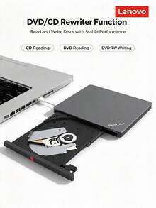 Lenovo External DVD Drive, 8X Read/Write, USB Type-C Dual Interface, Portable External Optical Drive For Laptops And Desktops, Plug And Play, Multi-System Compatible, TX800-36003425, Black - View 6