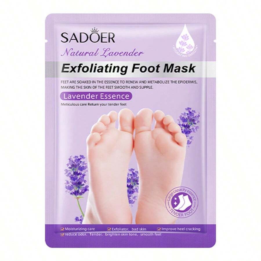 SADOER Lavender Foot Exfoliating Mask, Foot Dead Skin Removal Mask, Moisturizing Foot Care Mask, Suitable For Dry And Cracked Heels
