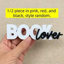 1/2pcs Book Decor, Modern Minimalist Style Bookshelf Accessories, 3D Plastic Letter Sculpture Decor, Suitable For Home Office Desk, Cute Gift For Book Lovers, Suitable For Bookworms, Librarians, Teachers (Black/Pink/Red Optional), Create A Beautiful Home Environment, Christmas Gift, Essential Christmas Decoration. - Multicolor - View 11