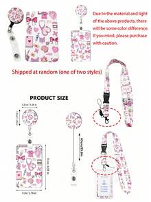 Medical Theme Pink Badge Holder Set With Long Lanyard And Retractable Clip, Portable Nurse Student ID Badge Reel, Great Gift For Family And Friends - Multicolor - View 11