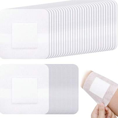 Cofoe 50-Count Large Adhesive Bandages, Waterproof Breathable Large Bandage Patches With High Absorbent Cushion For Knee, Arm & Neck, Mixed Sizes