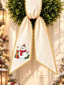 1PC Custom Heat Transfer Christmas Wreath Bow Sash, Personalized Name Wreath Ribbon, 3 Color Options, Decorative Wreath Accessory For Front Door, Holiday Gift For Family Members - Multicolor - View 11