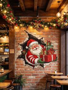 1pc "Santa Claus Gift" Decorative Wall Sticker, Suitable For Kitchen, Bathroom, Dining Area And Cafe (Including Refrigerator, Doors And Windows) Christmas Decoration, Perfect For New Year Party, Winter Theme Events - Style 1 - View 7