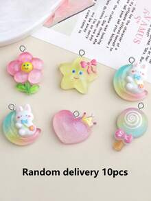 10/20pcs Resin Glow-In-The-Dark Cute Cartoon DIY Jewelry Accessories Earrings Necklace Pendants Doll Machine - Multicolor - View 6