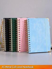 1/2/4pcs A5 Spiral Notebooks, 150/300 Pages, Metal Coil Hardcover, Elastic Closure, Cute Fashion Writing Notebooks, Suitable For Notes, Diaries And Learning, Perfect For Girls, Students, University, Office, Work And Back To School - Multiple Styles - View 1