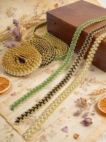 3 Yard Braid Lace Trim, 1/2 Inch Green Gimp Braid Trim Gold Metallic Glitter Woven Braid Lace Trimming Polyester Upholstery Decorative Fabric Ribbon For Sewing Making Home Curtain Decor Costume Crafts AccessoriesBraid Trim - Multi-color - View 2