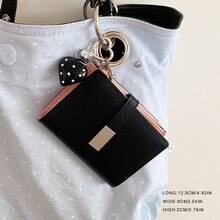 Black Polka Dot Korean Style Premium Luxury Zipper Clasp Bi-Fold Short Wallet - Multicolor - View 3