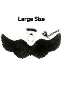3pcs Angel Feather Wings Set, Fairy Wings With Elastic Band, Suitable For Halloween, Christmas, Wedding, Cosplay, Party, Stage Performance And Photo Props, Perfect Gift For Family And Friends - Multicolor - View 17