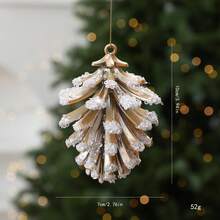 1pc Christmas Tree Ornament, Gold Christmas Tree Hanging Decoration, Cozy Atmosphere Decor, Suitable For Home Party Christmas Tree Decoration, Holiday Decoration, Room Hanging Ornament - Multicolor - View 5