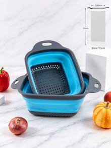 1pc/2pcs Large And Small Collapsible Strainer Basket, Foldable Space-Saving Design, Quick And Convenient Deployment, Suitable For Kitchen And Restaurant Vegetable And Fruit Washing, Fast Draining - 1pc Small + 1pc Large - Square/Blue - View 13