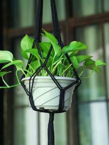 1pc Plant Hanger Hand Woven Rope Plant Holder Boho Style Cream Color Tassel Design Sturdy Hanging Basket For Indoor Window Balcony Wall Home Garden Spring Summer All Season Decor - Multicolor-d - View 7