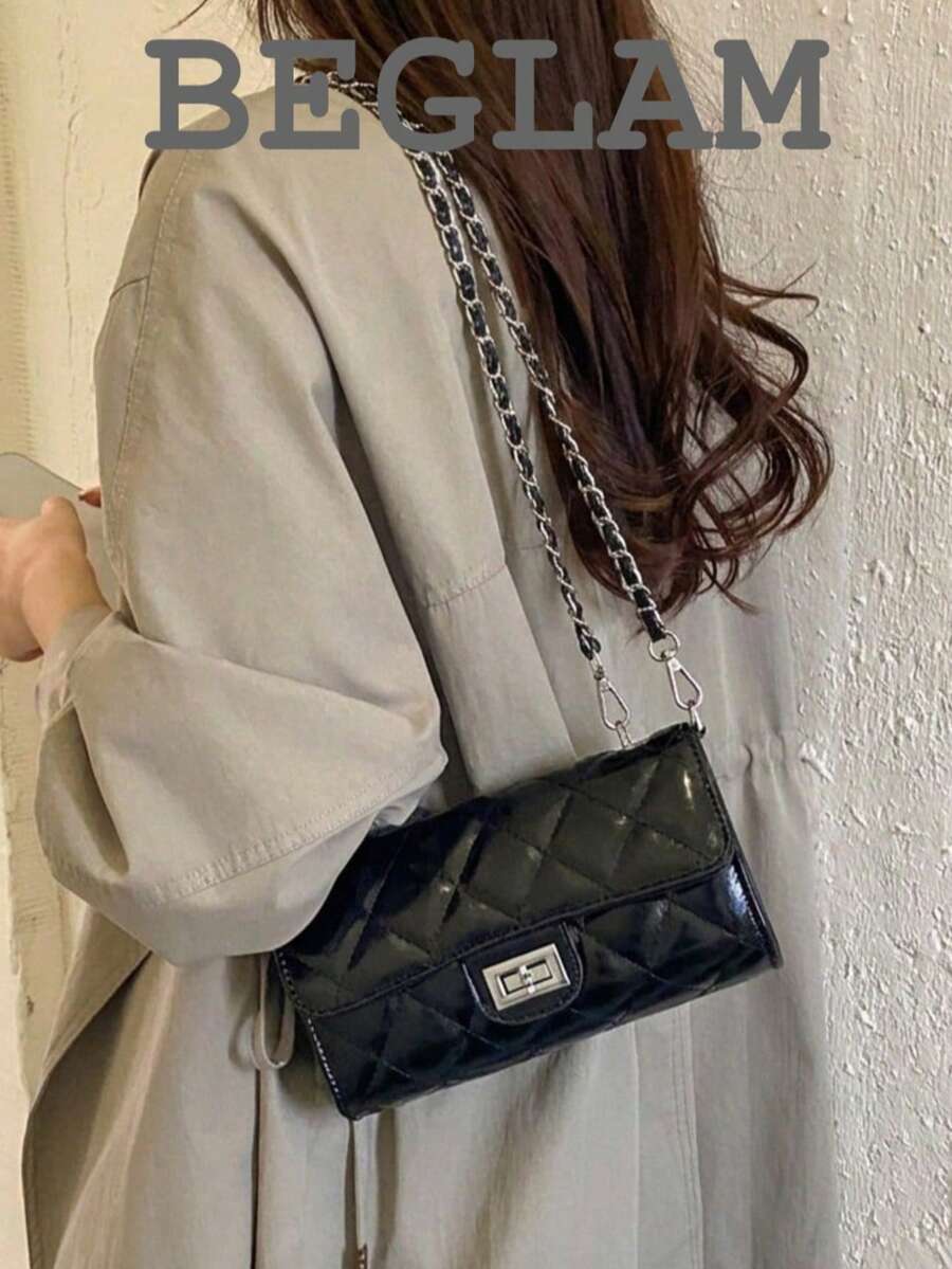 Fashion Solid Color PU Shoulder Bag/Underarm Bag, Crossbody Bag, Suitable For Women's Shopping, Dating, Gifting And Daily Use - Black - View 1