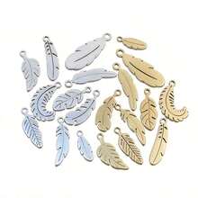 10pcs Stainless Steel Leaf Feather Charms Pendant For Necklace Earring Bracelet DIY Crafts Jewelry Making Accessories Findings - Feather - View 5
