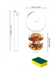 2D Flat Highland Cow Clear Acrylic Tissue Holder, Farmhouse-Style Kitchen Decor, Perfect For Home Kitchen Storage And Holiday Decoration, Upright Tissue Dispenser, Storage Organizer - Multicolor - View 13