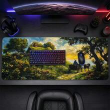 1pc Hobbit House Fantasy Landscape Desk Mat, Green Meadow Hobbit Hole Print Large Gaming Mouse Pad, Non Slip Desktop Protector For Office Game Room - View 15