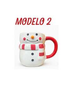 CANECA TEMÁTICA DE CERÂMICA NATALINA / BONECO DE NEVE 330 ML - Branco Boneco de neve - Visão 2