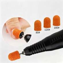 5pcs Orange Fabric Nail Grinding Set 80/120/180 Grit Electric Nail File Buffing Caps For Manicure And Pedicure Nail Care Polishing Tools - Multicolor - View 3