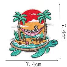 Vintage Beach Skull Embroidery Patch, Mermaid Skull Surfing Patch, Denim Jacket Backpack DIY Iron-On Patch - Multicolor - View 6