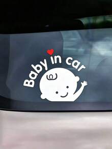 1 Pieza De Adhesivo Para Coche Reflectante De Dibujos Animados De Bebé A Bordo - Rojo - Ver 2