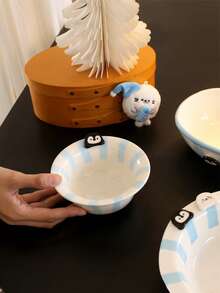 1pc Penguin Striped Ceramic Bowl, Seal Fish Fries Fried Chicken Bowl, Exquisite, Suitable For Home Decor Tableware, Party Gathering Snack Bowl, Fork Spoon Storage Bowl, Gift, Holiday Decoration - Multicolor - View 10