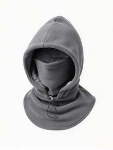 1pc Unisex Multi-Function Solid Color Drawstring Balaclava Hat, Warm Hooded Cap For Autumn/Winter, Suitable For Daily Wear, Outdoor And Cycling - Multicolor - View 7