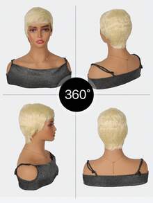 Pixie Cut Wigs Synthetic Short Pixie Haircut Wig With Bangs Glueless Layered Wig Wavy Wigs For Women,Natural Daily Use Hair Wig - Multicolor - View 3