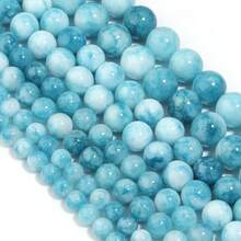 1串 30-60顆 6/8/10/12mm 藍色海洋拉里馬石珠 - 適用於DIY手鍊和項鍊，獨特的珠寶製作材料，珠寶製作配件 | 鮮豔珠飾設計 | 理想禮物選擇 15英吋 - 海紋石 - 查看 4