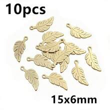 10pcs Stainless Steel Leaf Feather Charms Pendant For Necklace Earring Bracelet DIY Crafts Jewelry Making Accessories Findings - Feather - View 24