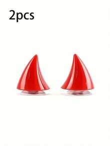 2/4pcs Creative Electric Scooter And Motorcycle Helmet Horn Decor - Retro Round Lighting, Red & Blue Multi-Functional Suction Cup Accessories, Durable TPU Material, Motorcycle Parts - Multicolor - View 14