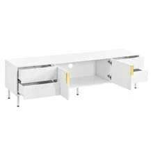 TV Stand TV Cabinet TV Console With Drawers Fluted Door Metal Handle Metal Legs Cable Management Living Room - White - View 7