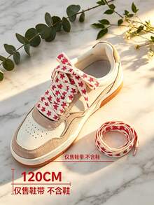 1 Pair 120CM Red Rose Star Pattern Wide Shoelaces Fit For Training Shoes, Canvas Shoes, Skate Shoes, Versatile Replacement Decorative Shoelaces/Shoelaces Only, Shoes Not Included - Multicolor - View 3