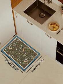 SANJIANGDI 1pc Retro Plant And Flying Bird Patterns Kitchen Mat, 3.5 Mm Soft Rubber That Absorbs Water And Is Easy To Clean. Suitable For Corridors, Bathrooms, Living Rooms, Outdoor Door Mats, And Toilets. Useable Throughout The Year And For Various Holidays. - Multicolor - View 15