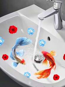 High Quality Non-Peeling Bathroom Sink Decorative Stickers With Refreshing Blue Ocean Creatures, Jellyfish And Starfish Combination - A - View 6